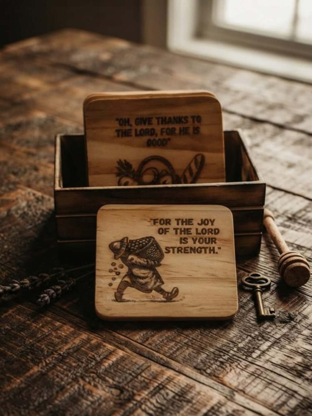 Inspirational wooden Coaster Set of 4